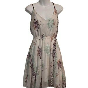 Vintage Havana M Embroidered Cream Overlay Dress Faux Leather Braided St…